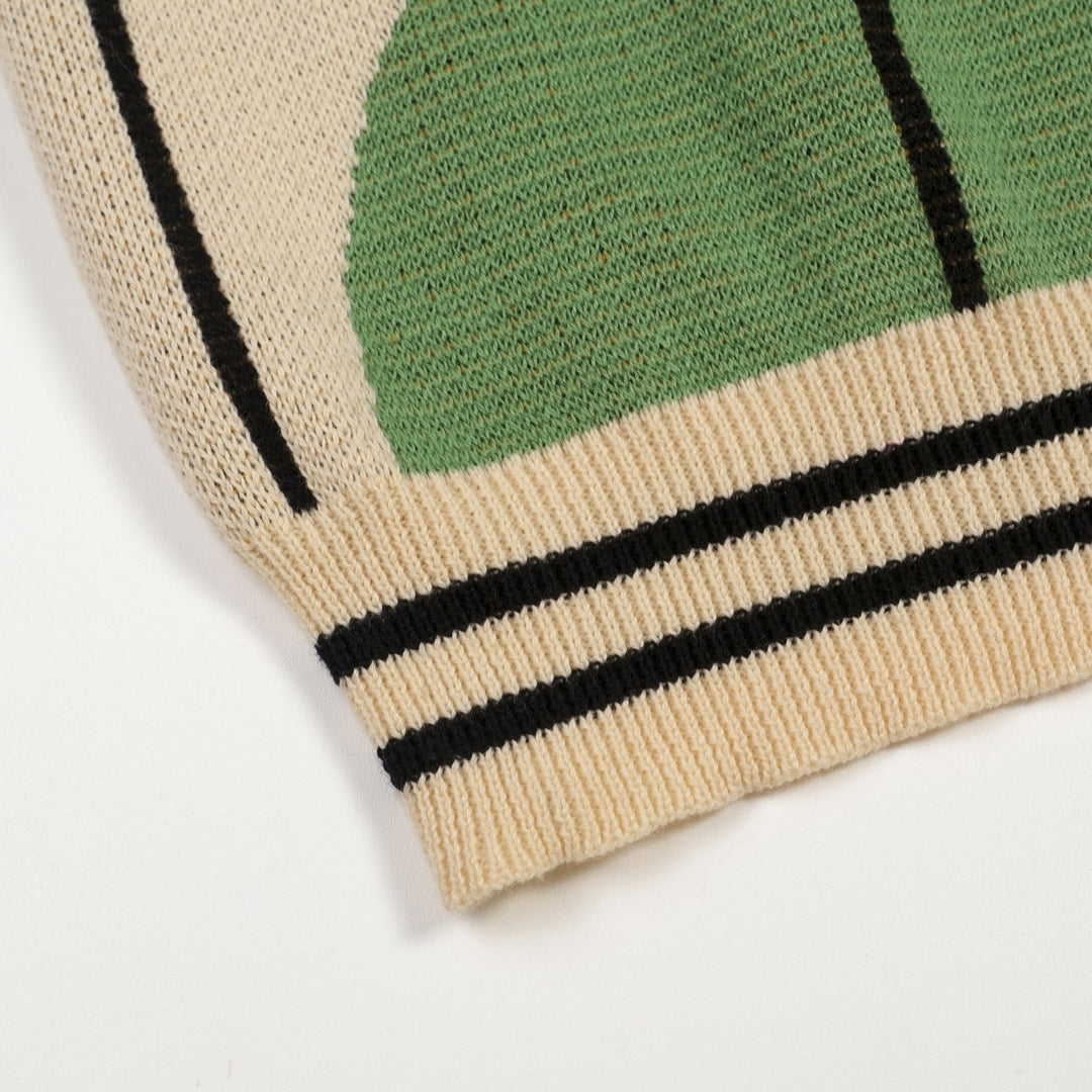 Herre Aprikos Retro Abstrakt Grafisk Jacquard Polo Striktrøje - Designet af Tala Hunt