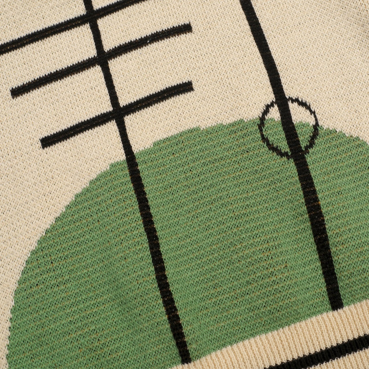 Herre Aprikos Retro Abstrakt Grafisk Jacquard Polo Striktrøje - Designet af Tala Hunt