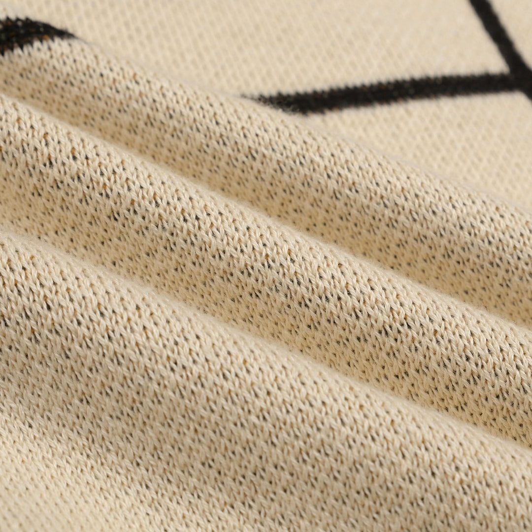 Herre Aprikos Retro Abstrakt Grafisk Jacquard Polo Striktrøje - Designet af Tala Hunt