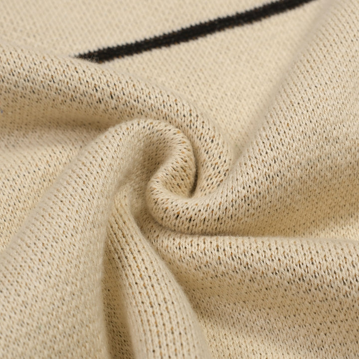 Herre Aprikos Retro Abstrakt Grafisk Jacquard Polo Striktrøje - Designet af Tala Hunt
