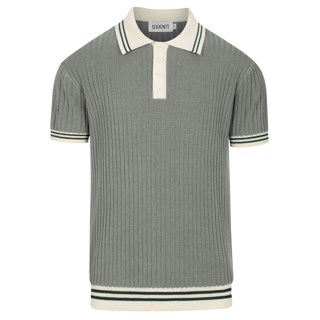 Men's Green 70s Minimal Polo Knit Shirt – OXKnit