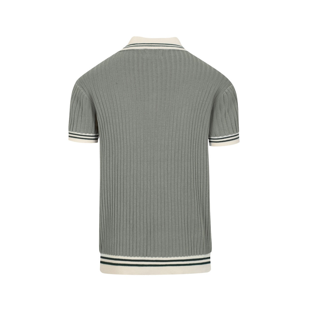 Men's Green 70s Minimal Polo Knit Shirt