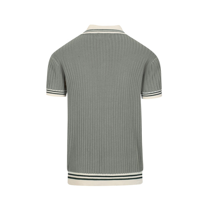 Men's Green 70s Minimal Polo Knit Shirt