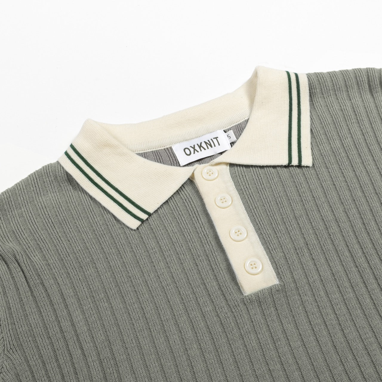 Men's Green 70s Minimal Polo Knit Shirt – OXKnit