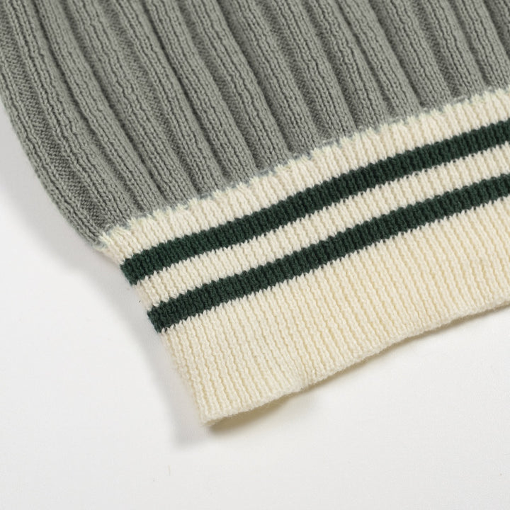 Men's Green 70s Minimal Polo Knit Shirt