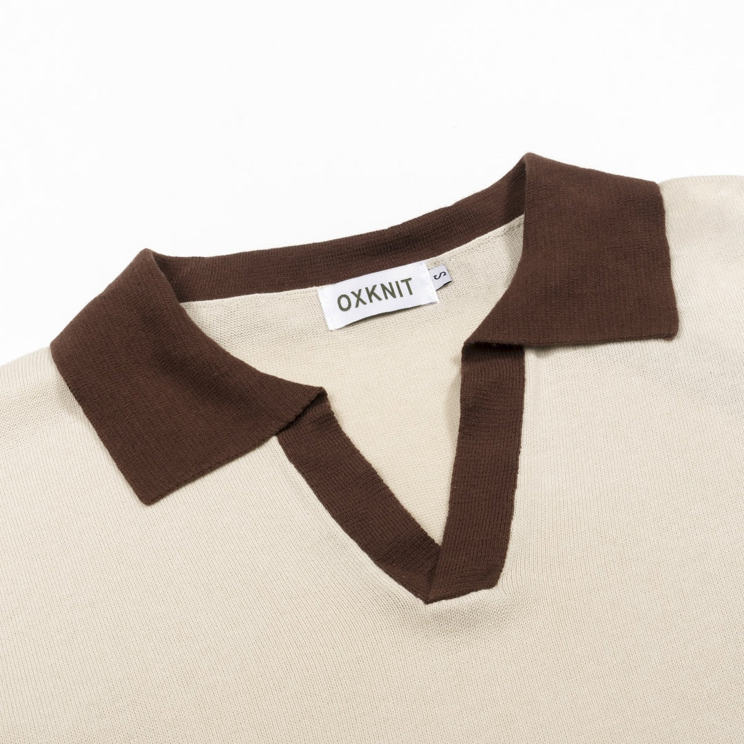 Men's Apricot 70s Old Money Summer Polo Knit Shirt