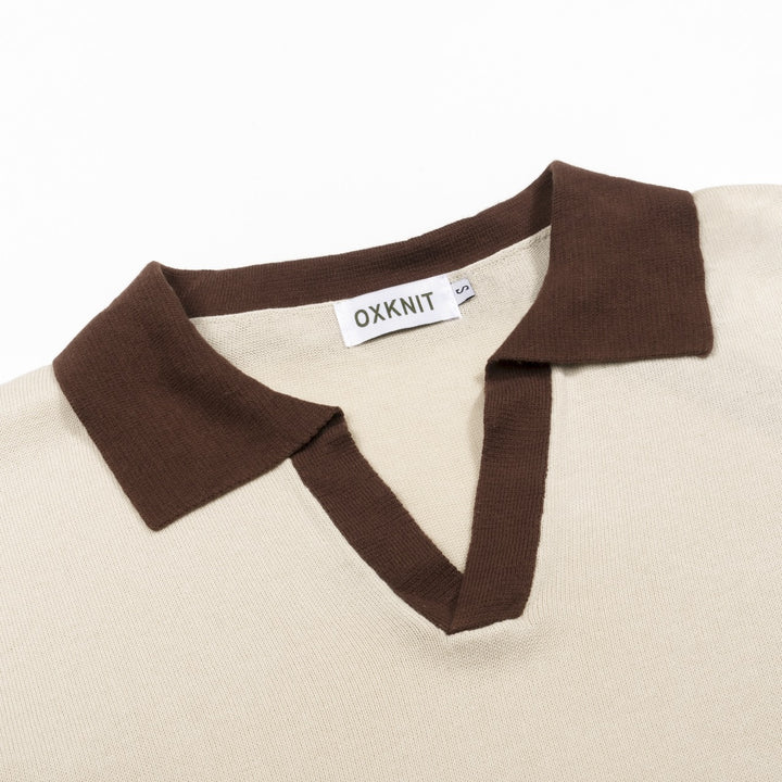 Men's Apricot 70s Old Money Summer Polo Knit Shirt