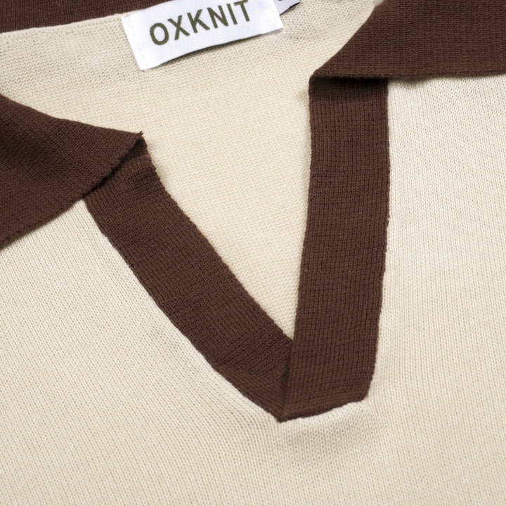 Men's Apricot 70s Old Money Summer Polo Knit Shirt
