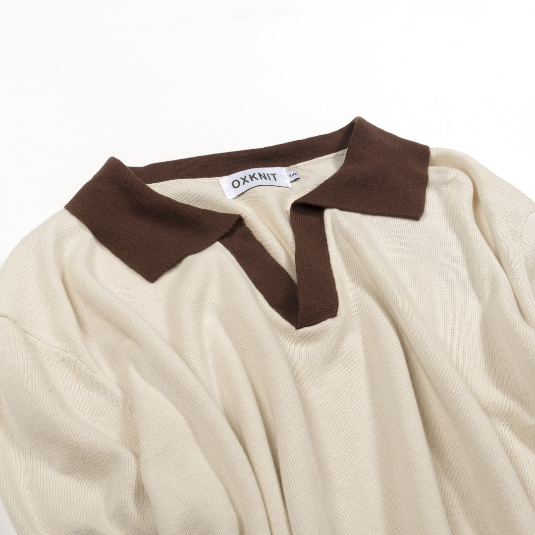 Men's Apricot 70s Old Money Summer Polo Knit Shirt
