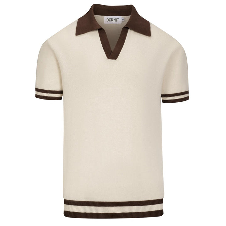 Men's Apricot 70s Old Money Summer Polo Knit Shirt