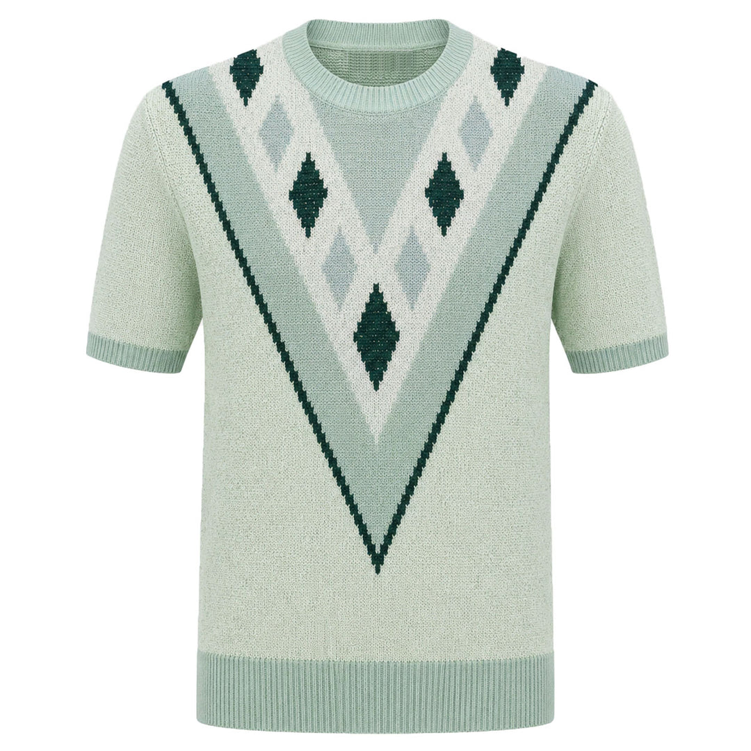 Herre strikket cardigan i sort retro modekunstdesign