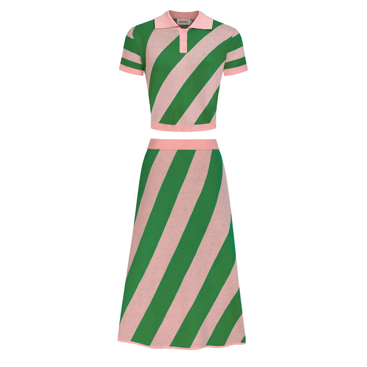 Conjunto de Vestido com Gola Polo de Moda Artística dos Anos 60 para Mulher