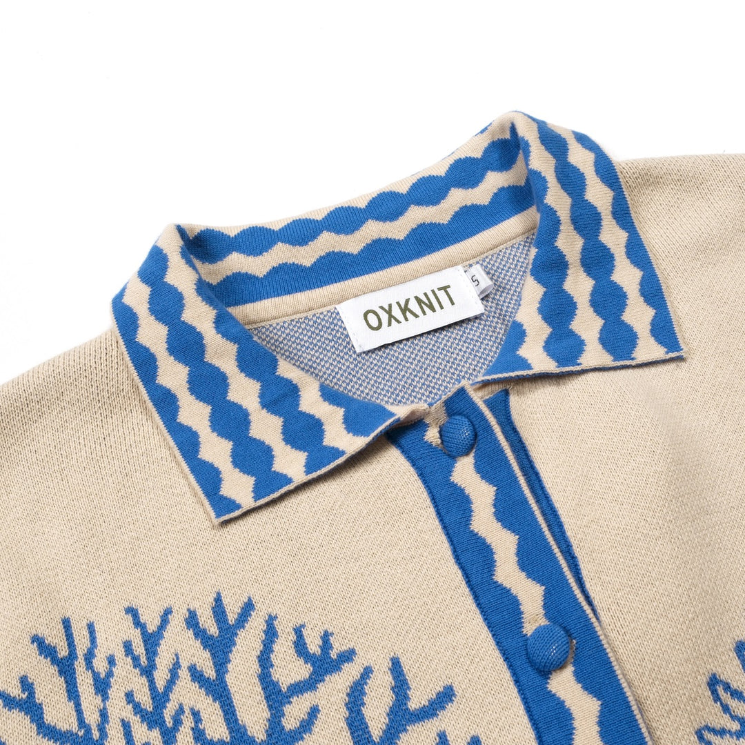Cardigan de Malha com Laço, Estilo Retro de Resort Oceânico, Damas, Cor Damasco