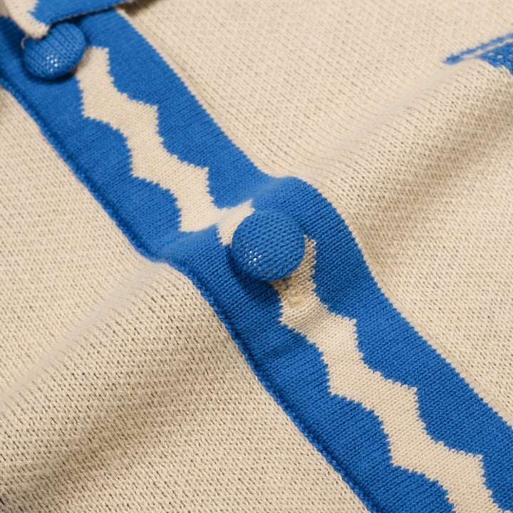 Cardigan de Malha com Laço, Estilo Retro de Resort Oceânico, Damas, Cor Damasco