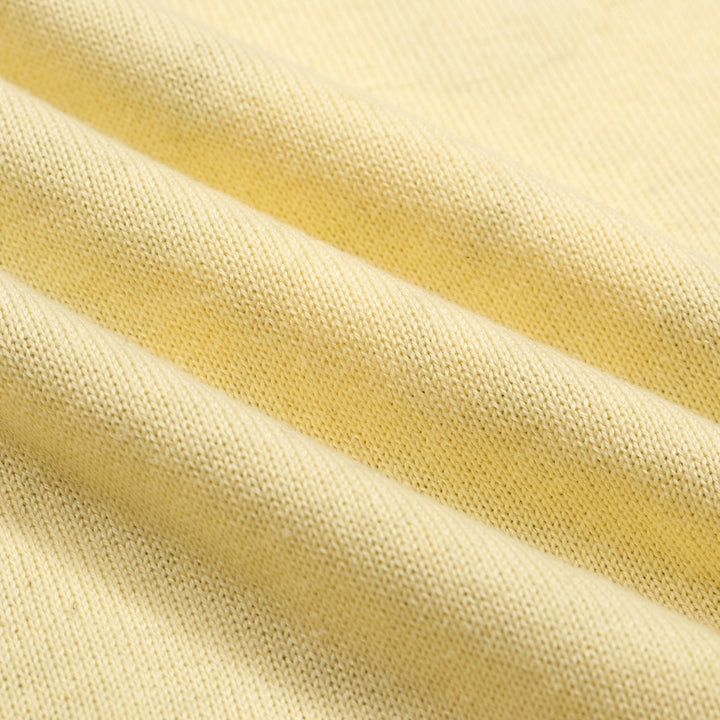 Women's Yellow Flying Bird Pattern Knit Top T-Shirt - Cropped Length