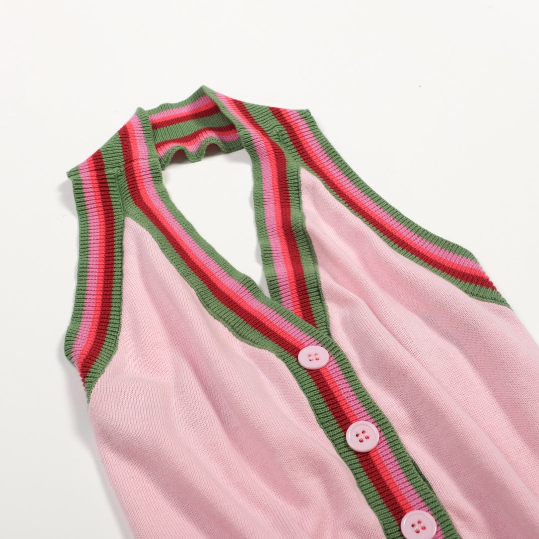 Women's Pink Classic Simple Halter Knit Vest
