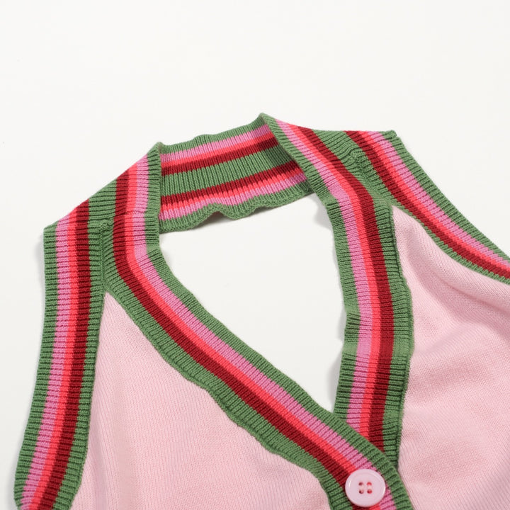 Women's Pink Classic Simple Halter Knit Vest