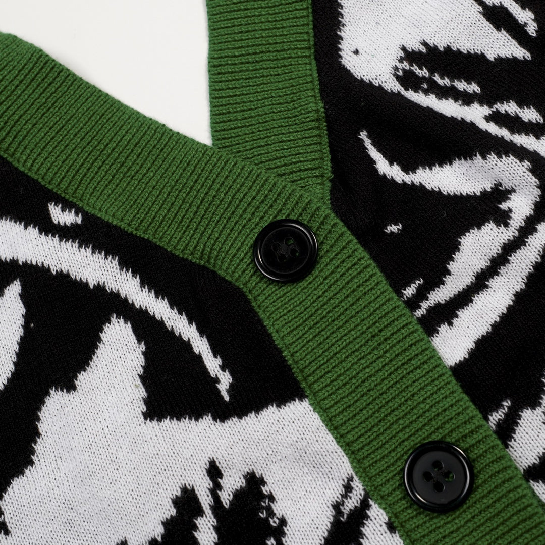Women's Black and White Floral Pattern Halter Knit Vest