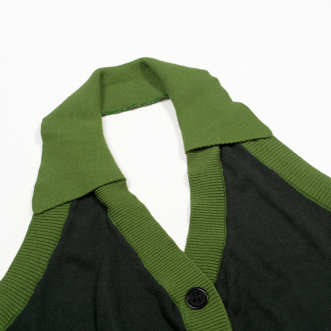 Women's Green Minimalist Elegant Halter Knit Vest