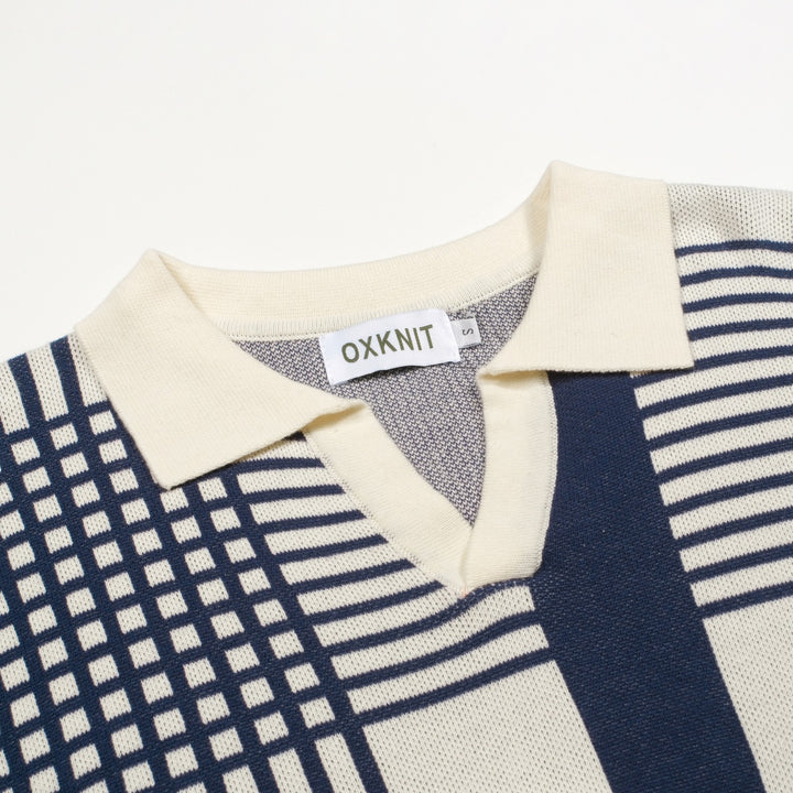 Maglietta Polo da Uomo Anni '60 Mod a Righe Irregolari in Jacquard