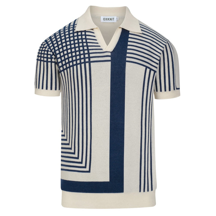 Maglietta Polo da Uomo Anni '60 Mod a Righe Irregolari in Jacquard