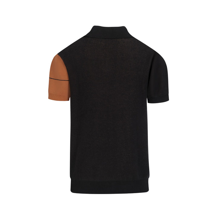 Herren 70er Grafik Mod Jacquard Polo Strickhemd