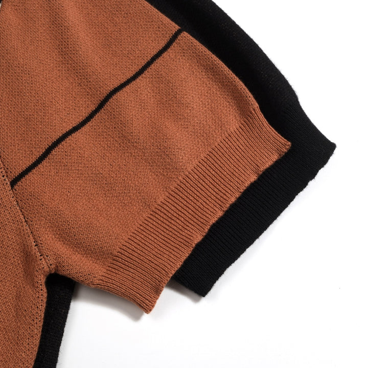 Herren 70er Grafik Mod Jacquard Polo Strickhemd
