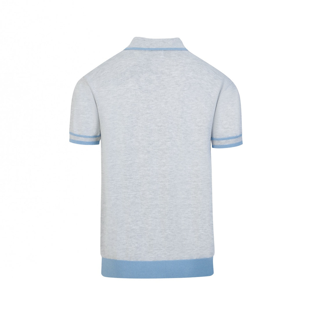 Men's Gray Retro Bird Art Jacquard Polo Knit Shirt