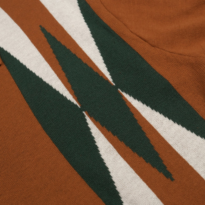 Men's Caramel Brown Retro Mid-Century Knit Polo Shirt