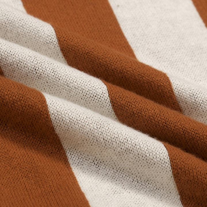 Men's Caramel Brown Retro Mid-Century Knit Polo Shirt