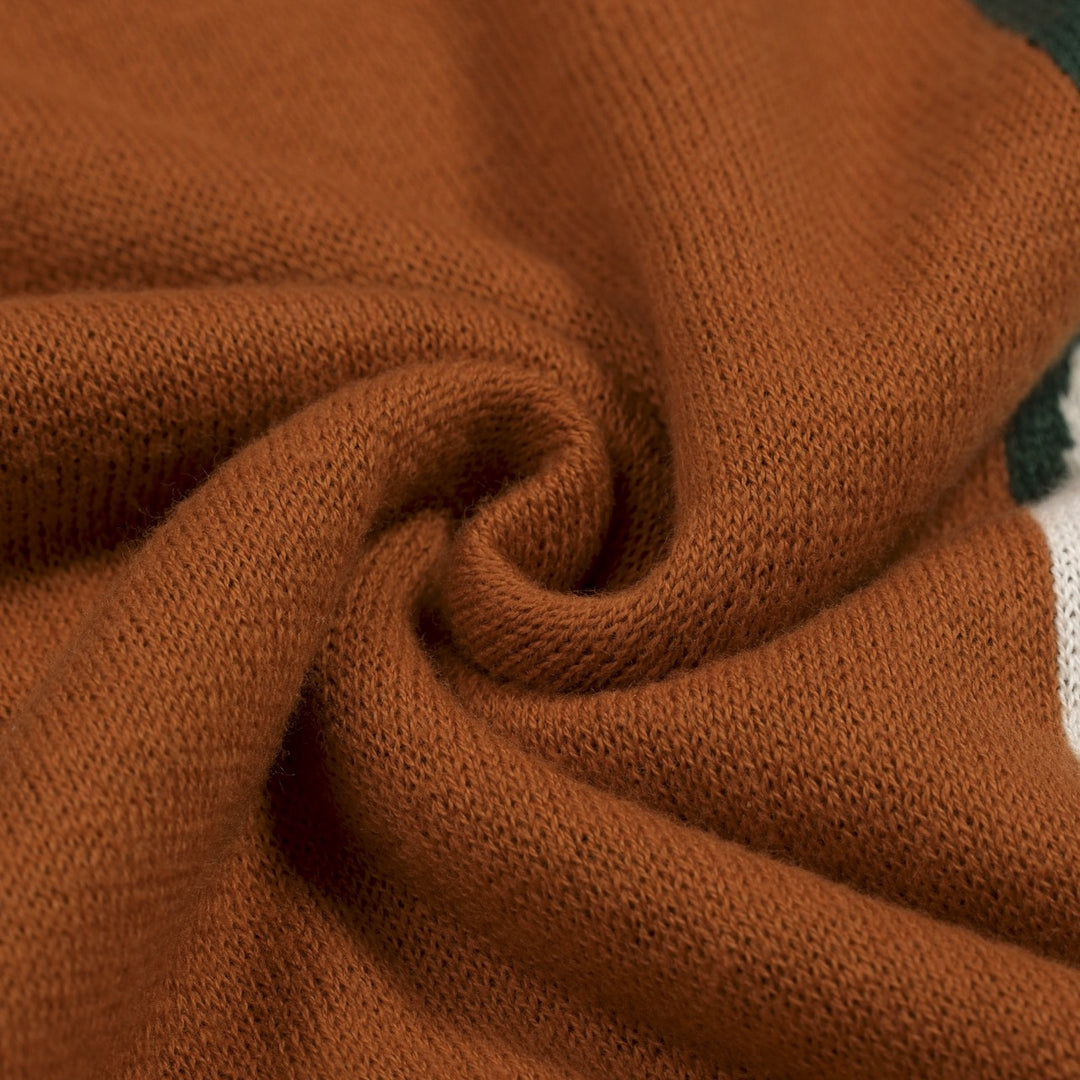 Men's Caramel Brown Retro Mid-Century Knit Polo Shirt