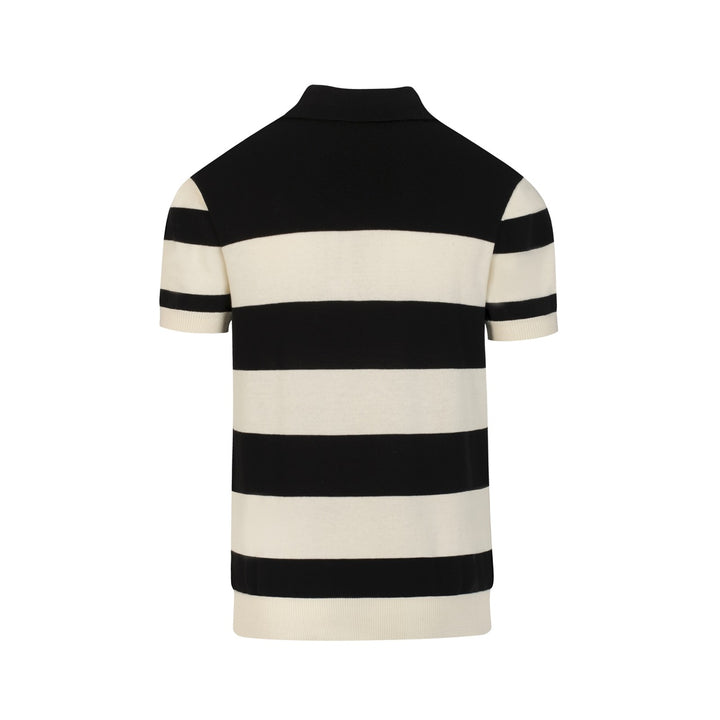 Polo de Malha com Risca Safari e Leopardo Preto para Homem
