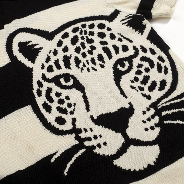 Polo de Malha com Risca Safari e Leopardo Preto para Homem