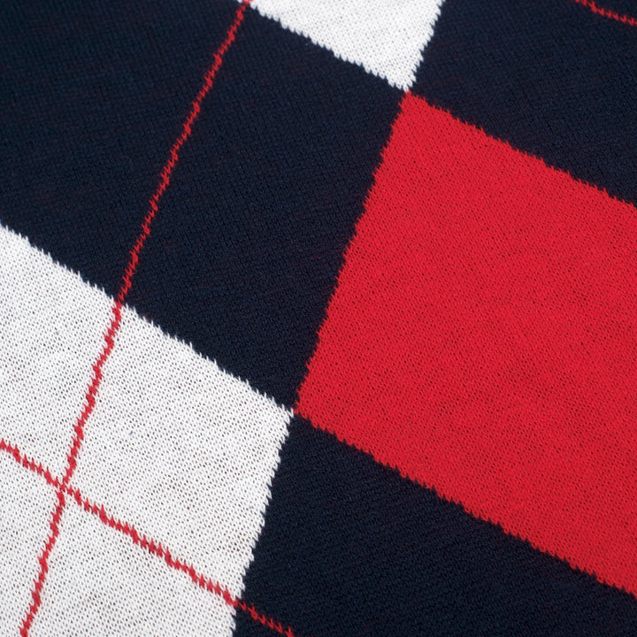 Herren Dunkelblaues Britisches Collegiate Retro Strick-Poloshirt