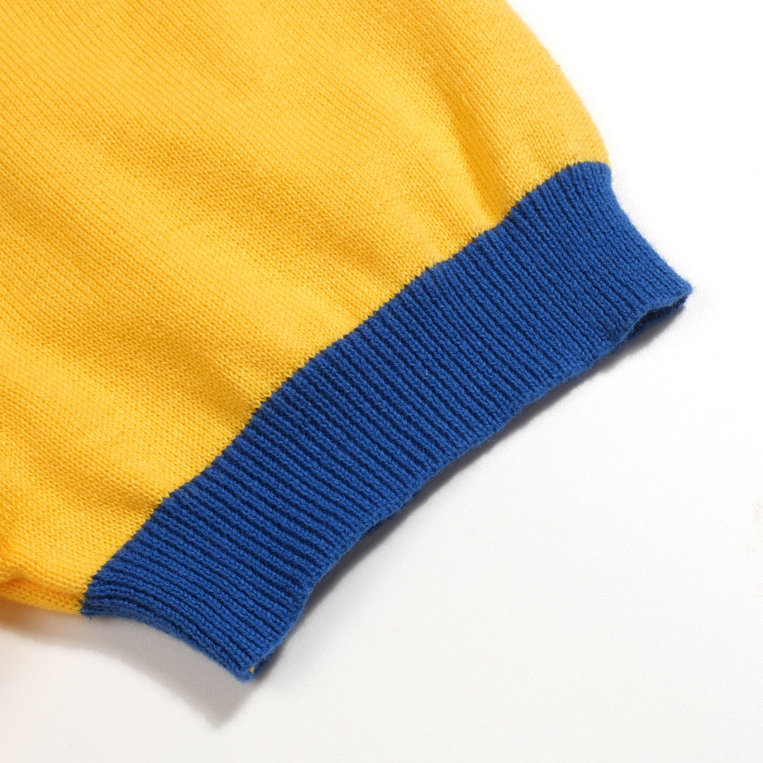 Men's Yellow 70s Fun Tiger Knit T-Shirt