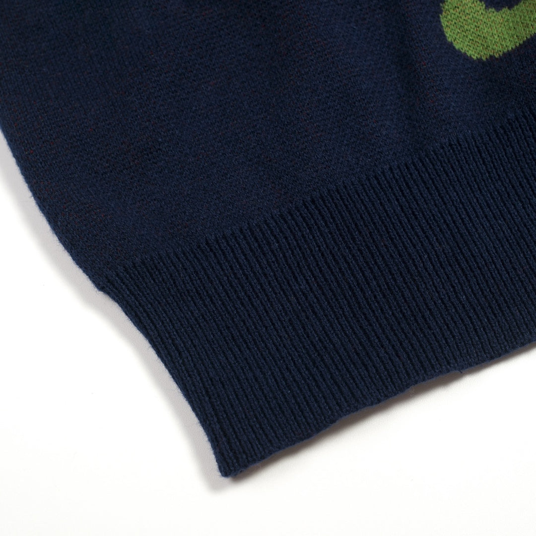 Polo de Malha Azul Escuro Estilo Space Age dos Anos 60 para Homem - Design de Tala Hunt