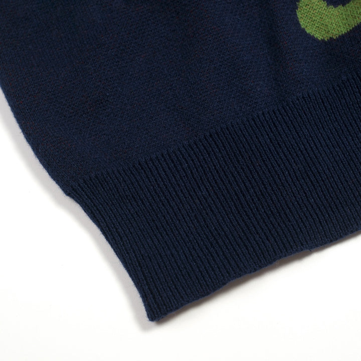 Polo de Malha Azul Escuro Estilo Space Age dos Anos 60 para Homem - Design de Tala Hunt