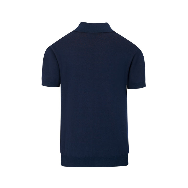 Polo de Malha Azul Escuro Estilo Space Age dos Anos 60 para Homem - Design de Tala Hunt