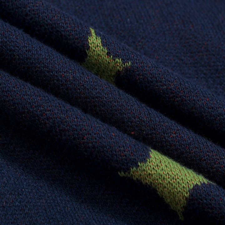 Polo de Malha Azul Escuro Estilo Space Age dos Anos 60 para Homem - Design de Tala Hunt