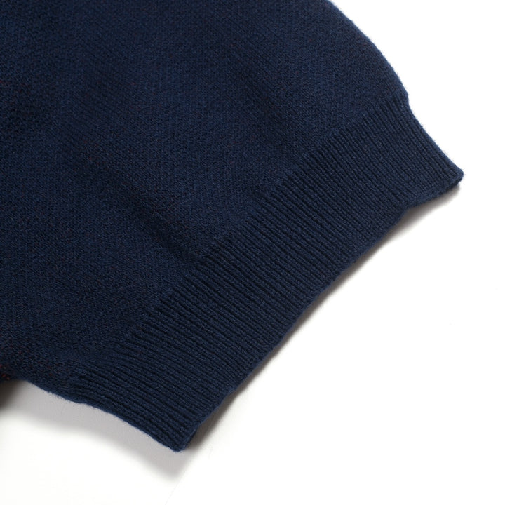 Polo de Malha Azul Escuro Estilo Space Age dos Anos 60 para Homem - Design de Tala Hunt