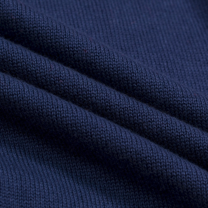 Women's Dark Blue Retro Rainbow Tie-Front Pocket Knit Dress
