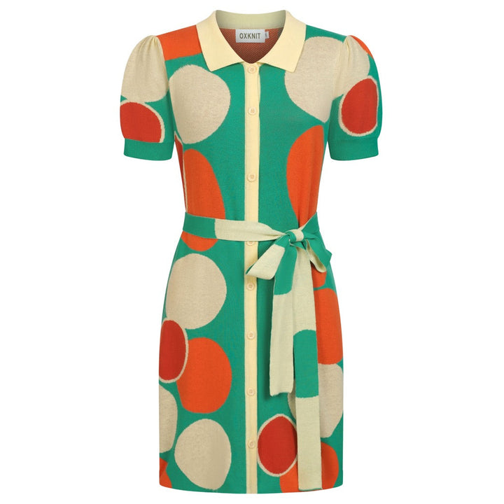 Women's 1960s Pop Art Circular Jacquard Pocket Knit Dress