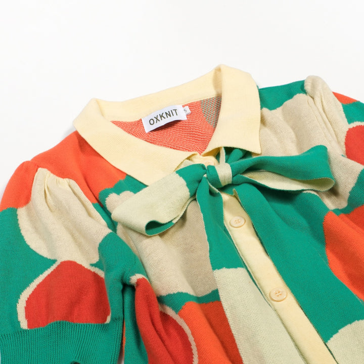 Women's 1960s Pop Art Circular Jacquard Pocket Knit Dress