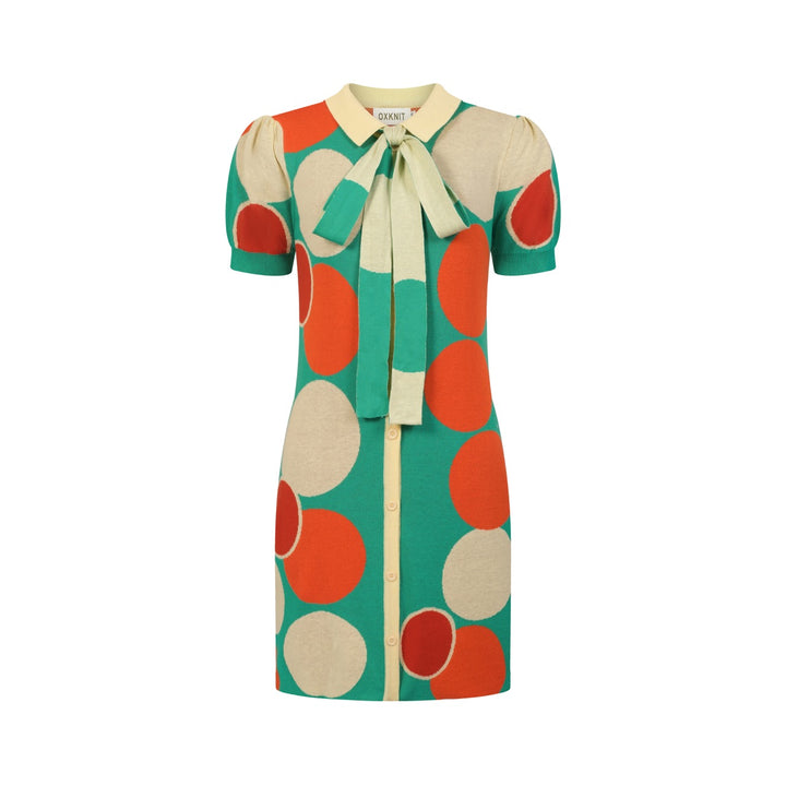 Women's 1960s Pop Art Circular Jacquard Pocket Knit Dress