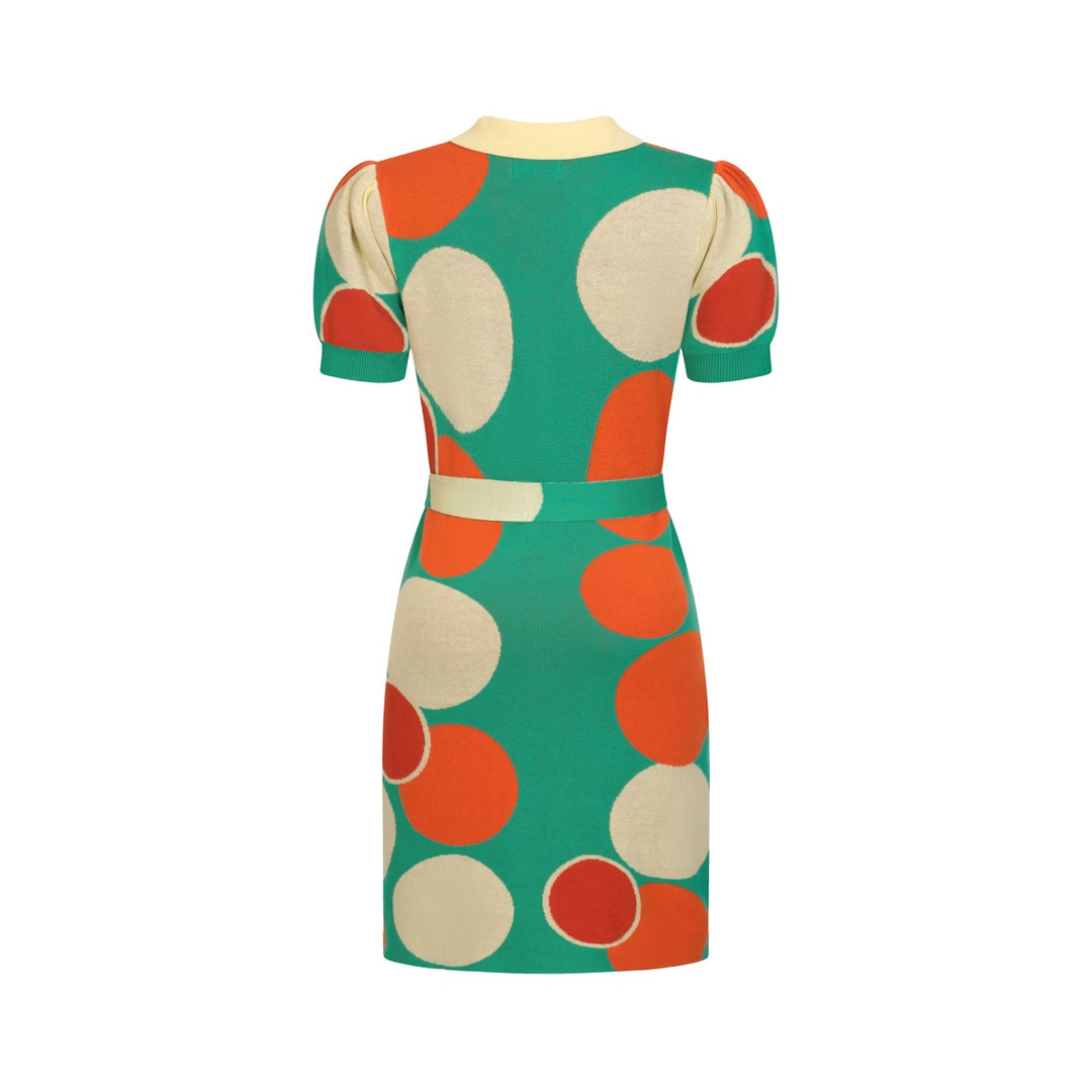 Women's 1960s Pop Art Circular Jacquard Pocket Knit Dress