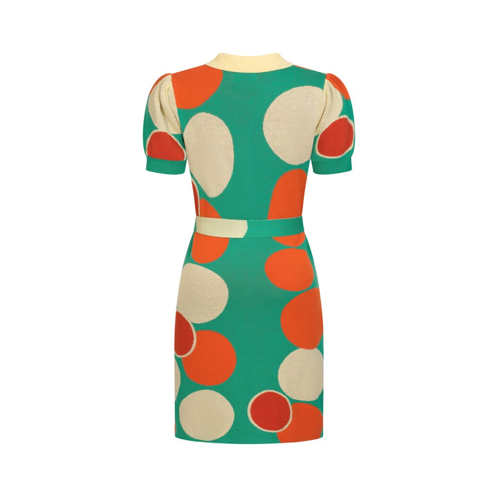Women's 1960s Pop Art Circular Jacquard Pocket Knit Dress