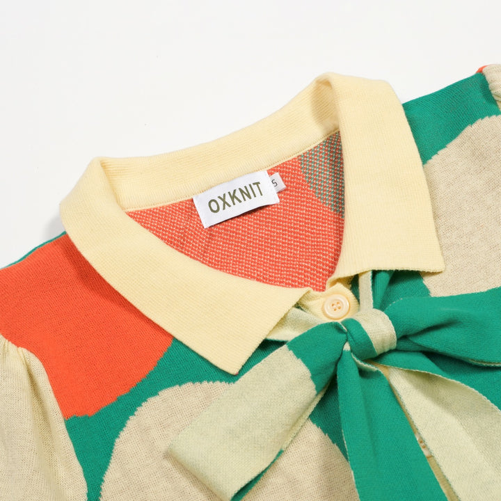 Women's 1960s Pop Art Circular Jacquard Pocket Knit Dress