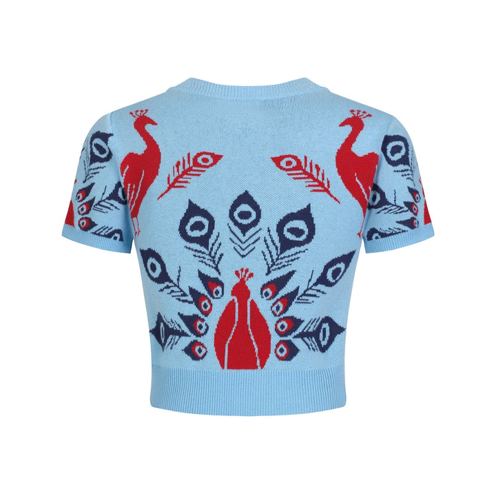 Women's Blue Fun Peacock Jacquard Dress Set