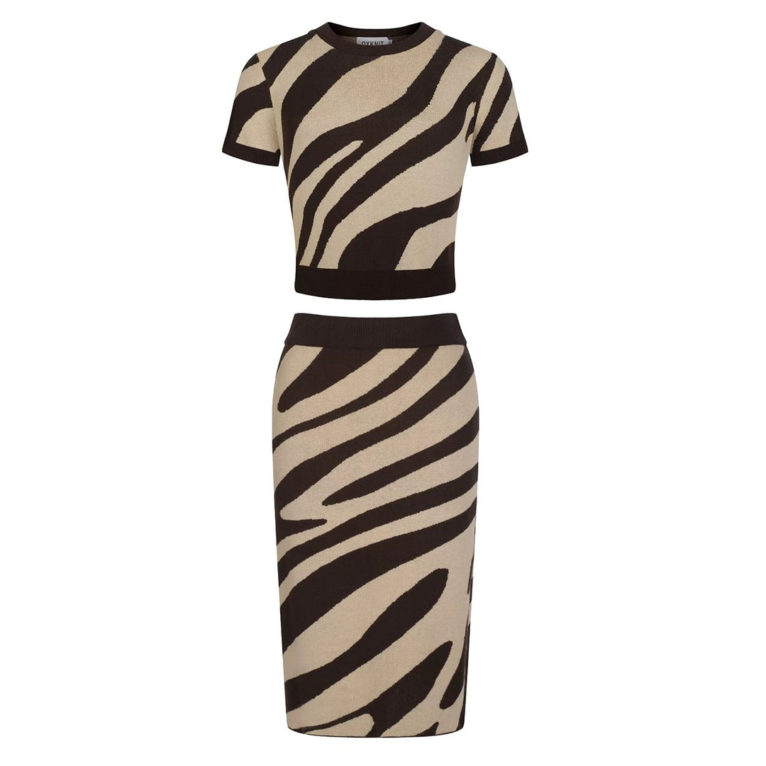 Women's Zebra Print Retro Dress Set