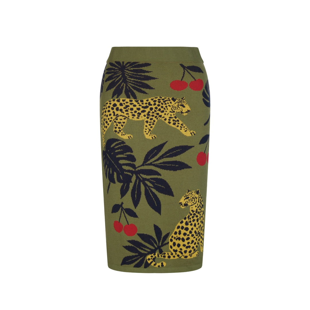 Women's Green Tropical Vacation Retro Style Dress Set